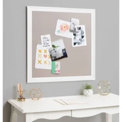 31.5" X 31.5" Bosc Framed Linen Fabric Pinboard Gray/White - DesignOvation 7 31.5" X 31.5" Bosc Framed Linen Fabric Pinboard Gray/White - DesignOvation -Stationery Sphere Outlet Store GUEST 8a483b6b 1f8c 4add ac11 b0ec24970035