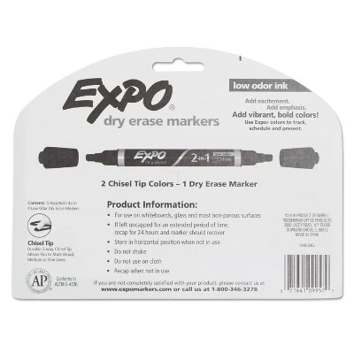 EXPO 2-in-1 Dry Erase Markers 5 Assorted Colors Medium 4/Pack 1944655 1 EXPO 2-in-1 Dry Erase Markers 5 Assorted Colors Medium 4/Pack 1944655