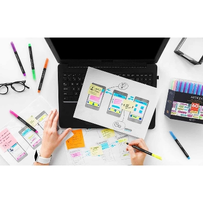 Arteza Highlighters, Narrow Chisel Tip, 6 Assorted Colors For School - 60 Pack 1 Arteza Highlighters, Narrow Chisel Tip, 6 Assorted Colors For School - 60 Pack