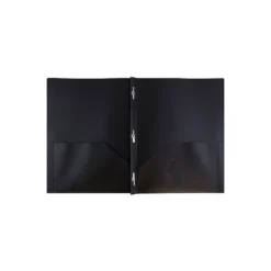 JAM Paper Plastic Two-Pocket School POP Folders W/Metal Prongs Fastener Clasps 382ECBLB