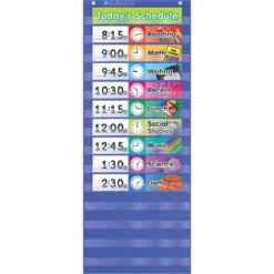 Scholastic Daily Schedule Pocket Chart 13 X 33 Blue/Clear 511498