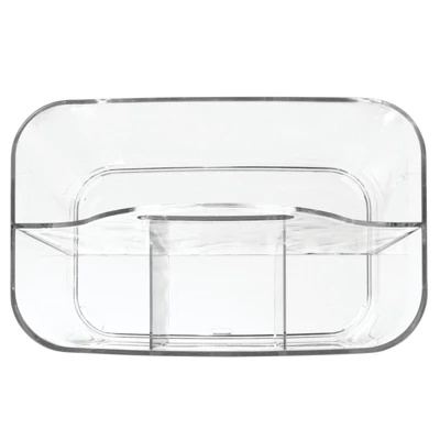MDesign Small Plastic Storage Caddy Tote For Desktop Office Supplies - Clear 3 MDesign Small Plastic Storage Caddy Tote For Desktop Office Supplies - Clear - Image 3