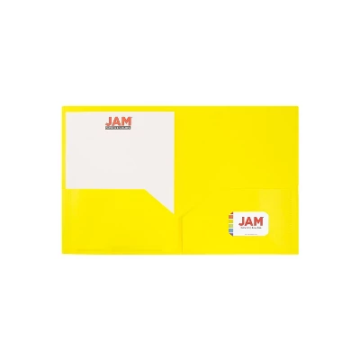 JAM Paper Pop 2-Pocket School Folder Yellow 96/Pack (382EYEB) 2 JAM Paper Pop 2-Pocket School Folder Yellow 96/Pack (382EYEB) - Image 2