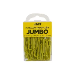 JAM Paper Jumbo Paper Clips Yellow 3 Packs Of 75 (42182236B)