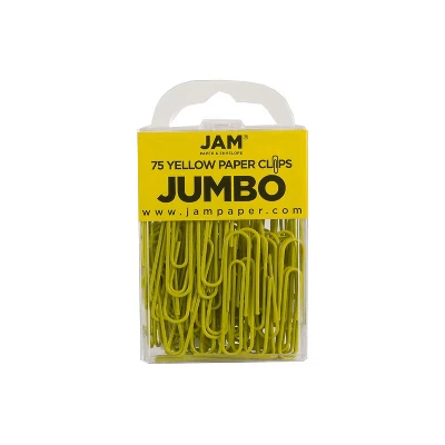 JAM Paper Jumbo Paper Clips Yellow 3 Packs Of 75 (42182236B) 1 JAM Paper Jumbo Paper Clips Yellow 3 Packs Of 75 (42182236B)