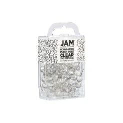 JAM PAPER Round Head Push Pins Clear 100/Pack (346RTCL)