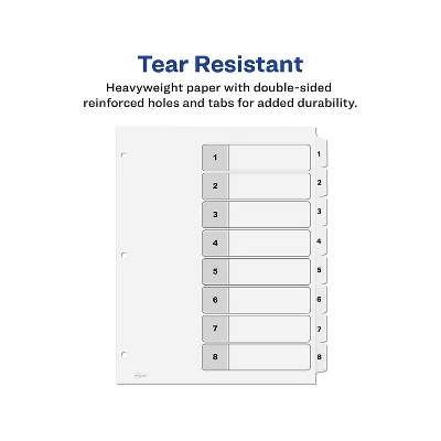 Avery Pre-Printed 8-Tab Numeric Dividers Customizable 11822 6 Avery Pre-Printed 8-Tab Numeric Dividers Customizable 11822 - Image 6