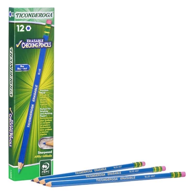 Ticonderoga Erasable Colored Pencils, Blue, 12 Per Pack, 2 Packs 1 Ticonderoga Erasable Colored Pencils, Blue, 12 Per Pack, 2 Packs