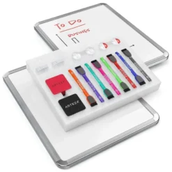 Arteza Premium Set Of 2 Framed White Magnetic Dry Erase Lapboards (11"x14"), 16 Markers With Cap Erasers, And Magnets