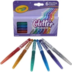 Crayola Glitter Markers, Assorted Colors, Set Of 6