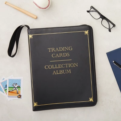 Bright Creations 9 Pocket Trading Card Binder With Removable Sleeves, Holds Up To 540 Cards, 14 X 11 In, Black & Gold Faux Leather 1 Bright Creations 9 Pocket Trading Card Binder With Removable Sleeves, Holds Up To 540 Cards, 14 X 11 In, Black & Gold Faux Leather