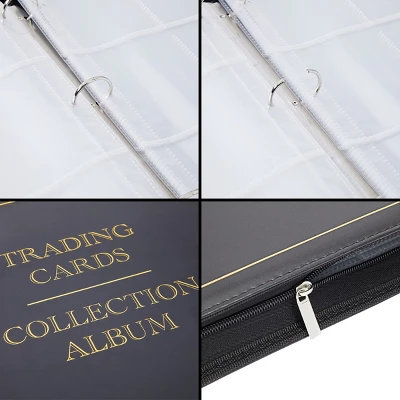 Bright Creations 9 Pocket Trading Card Binder With Removable Sleeves, Holds Up To 540 Cards, 14 X 11 In, Black & Gold Faux Leather 3 Bright Creations 9 Pocket Trading Card Binder With Removable Sleeves, Holds Up To 540 Cards, 14 X 11 In, Black & Gold Faux Leather - Image 3