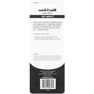 Uni Gel Impact Metallic Stick Pens, 1.0 Mm Bold Tip, Assorted Colors, Set Of 3 1 Uni Gel Impact Metallic Stick Pens, 1.0 Mm Bold Tip, Assorted Colors, Set Of 3