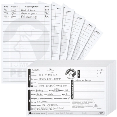 100 Pack Pet Grooming Card, Customer Information Cards Client Contact Profile Extender Pet Info Record Cards For Pet Dog Cat Groomers, 8 X 5 Inches 4 100 Pack Pet Grooming Card, Customer Information Cards Client Contact Profile Extender Pet Info Record Cards For Pet Dog Cat Groomers, 8 X 5 Inches - Image 4