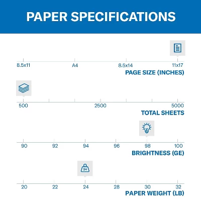 Hammermill Premium Laser Print 11" X 17" Multipurpose Paper 24 Lbs. 98 Brightness 500/Ream (104620) 2 Hammermill Premium Laser Print 11" X 17" Multipurpose Paper 24 Lbs. 98 Brightness 500/Ream (104620) - Image 2