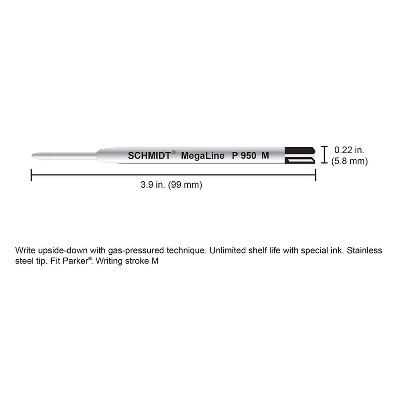 Schmidt Ink Schmidt P950 Megaline Pressurized Ballpoint Refill Fits Parker Ballpoint Pens Medium 4 Schmidt Ink Schmidt P950 Megaline Pressurized Ballpoint Refill Fits Parker Ballpoint Pens Medium - Image 4