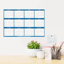 SwiftGlimpse 2024 Yearly Wall Calendar & Planner 48"x72" Navy Blue