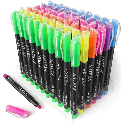 Arteza Highlighters, Narrow Chisel Tip, 6 Assorted Colors For School - 60 Pack 3 Arteza Highlighters, Narrow Chisel Tip, 6 Assorted Colors For School - 60 Pack - Image 3