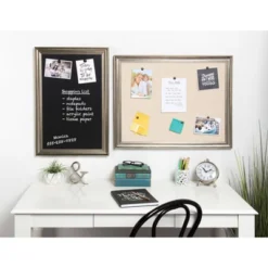 23" X 29" Macon Framed Linen Fabric Pinboard Silver - Kate And Laurel -Stationery Sphere Outlet Store GUEST aa09ed69 46b8 4680 bb41 a5b645321d0c