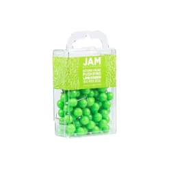 JAM PAPER Round Head Push Pins Lime Green 100/Pack (346RTLIGR)