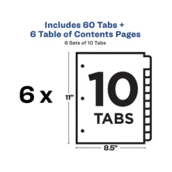 Avery Pre-Printed 10-Tab Numeric Dividers Customizable 11823 -Stationery Sphere Outlet Store GUEST b371ca6e 2a7f 4b2c adfe fe47f51af6e7