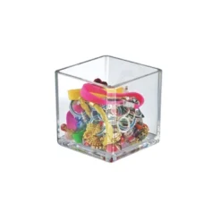 Azar Displays 4" Deluxe Clear Acrylic Square Cube Bin For Counter, 2-Pack
