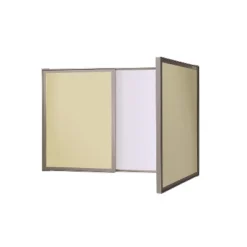 Ghent VisuALL PC Whiteboard Cabinet Fabric Bulletin Board Exterior Doors Beige GHE41300