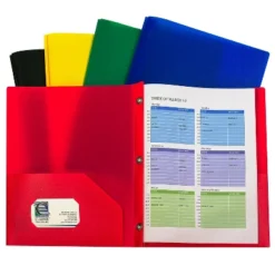 C-Line Heavyweight 2-Pocket Portfolio Folder With Fasteners Assorted Colors 10/Pack 2 Packs/Bundle