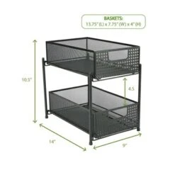 Mind Reader Metal Mesh Heavy Duty Organizer [2 TIER] Slide Out Basket Drawer For Kitchen, Bathroom, Office Desk (BLACK) -Stationery Sphere Outlet Store GUEST b9f538a4 b4bb 43e3 89f5 0068ba9a5aee