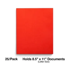 Staples School Grade 2 Pocket Folder With Fasteners Orange 25/BX 27543-CC