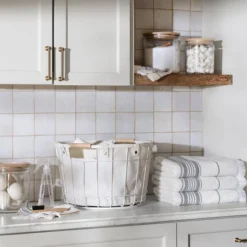 Fabric Storage Box With Faux Leather Accent Cream - Hearth & Hand™ With Magnolia -Stationery Sphere Outlet Store GUEST bd1a9ff9 9efb 4e55 9efa 921125c2aa2d