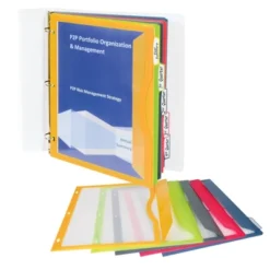 C-Line® Super Heavyweight Poly Binder Pockets With Write-On Index Tabs, Assorted Colors, 8-1/2 X 11, 5 Per Set, 6 Sets
