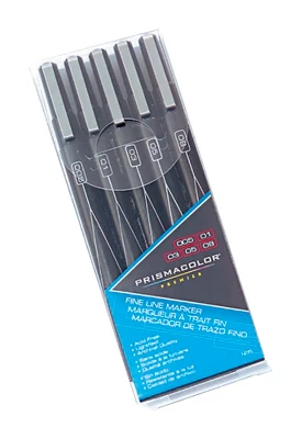 Prismacolor Premier Illustration Markers, Fine Tip, Black, Set Of 5 1 Prismacolor Premier Illustration Markers, Fine Tip, Black, Set Of 5