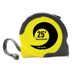 Boardwalk Easy Grip Tape Measure 25 Ft Plastic Case Black And Yellow 1/16" Graduations TAPEM25