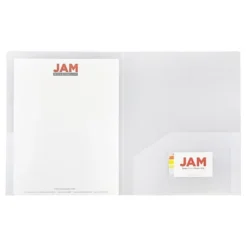 JAM 6pk 2 Pocket Heavy Duty Plastic Folders - Clear
