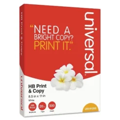 UNIVERSAL Multipurpose Paper 95-96 Bright 20 Lb 8 1/2 X 11 White 5000 Sheets/Carton 91200