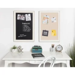 18" X 27" Macon Framed Linen Fabric Pinboard White - Kate And Laurel -Stationery Sphere Outlet Store GUEST c4e79931 03cb 4759 a390 a2e5eafb7977