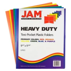 JAM 6pk 2 Pocket Heavy Duty Plastic Folders - Primary Colors -Stationery Sphere Outlet Store GUEST c52d3bb2 0f7d 4195 b752 9ec48c88eba5