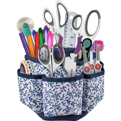 Singer Sewing Storage Organizer Desktop Spinner Navy Floral Print 5 Singer Sewing Storage Organizer Desktop Spinner Navy Floral Print - Image 5