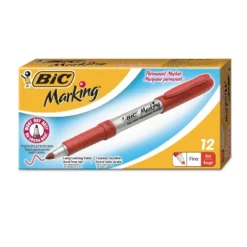 Bic Marking Fine Tip Permanent Marker Rambunctious Red Dozen GPM11RD