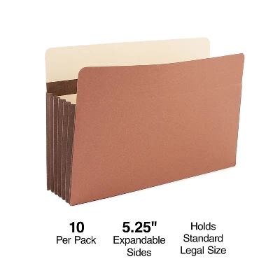 HITOUCH BUSINESS SERVICES Heavy-Duty Reinforced File Pocket 5.25" Exp Legal Size Brown 10/BX 1 HITOUCH BUSINESS SERVICES Heavy-Duty Reinforced File Pocket 5.25" Exp Legal Size Brown 10/BX