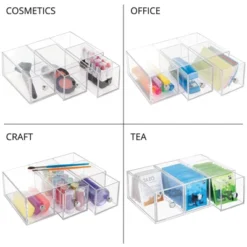 MDesign Plastic Stackable Desktop Storage For Office, 3 Drawers, 2 Pack - Clear -Stationery Sphere Outlet Store GUEST cef13add bf38 4f13 b260 3a936f052fe2