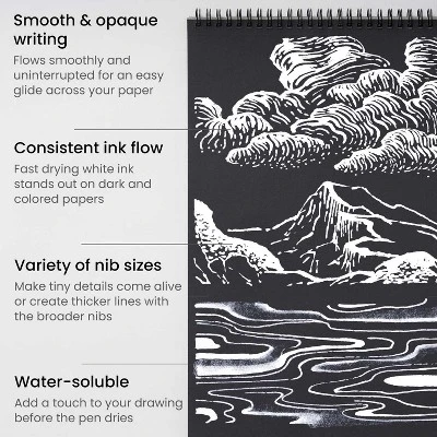 Arteza Gel Pen Set, White, 0.6mm, 0.8mm, And 1.00 Mm Nibs - Doodle, Draw, Journal -12 Pack 3 Arteza Gel Pen Set, White, 0.6mm, 0.8mm, And 1.00 Mm Nibs - Doodle, Draw, Journal -12 Pack - Image 3