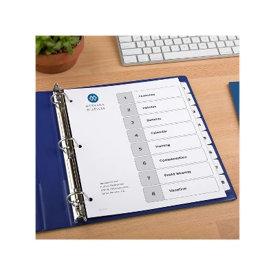 Avery Pre-Printed 8-Tab Numeric Dividers Customizable 11822 2 Avery Pre-Printed 8-Tab Numeric Dividers Customizable 11822 - Image 2