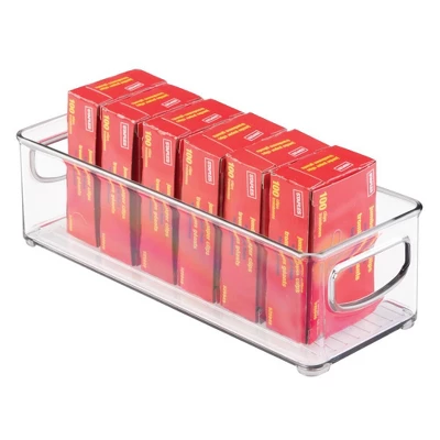 MDesign Small Plastic Office Storage Container Bin With Handles, 6 Pack - Clear 3 MDesign Small Plastic Office Storage Container Bin With Handles, 6 Pack - Clear - Image 3