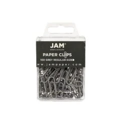 JAM Paper Colored Standard Paper Clips Small 1 Inch Grey Paperclips 2 Packs Of 100 (21830626a)