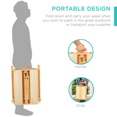 Best Choice Products French Easel, 32pc Beginners Kit Portable Wooden Adjustable Tripod W/ Paint Supplies 4 Best Choice Products French Easel, 32pc Beginners Kit Portable Wooden Adjustable Tripod W/ Paint Supplies - Image 4