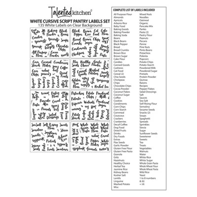 Talented Kitchen 135 Pack White Cursive Pantry Labels, Kitchen Food Storage Label Stickers For Containers, Jars And Canisters 5 Talented Kitchen 135 Pack White Cursive Pantry Labels, Kitchen Food Storage Label Stickers For Containers, Jars And Canisters - Image 5