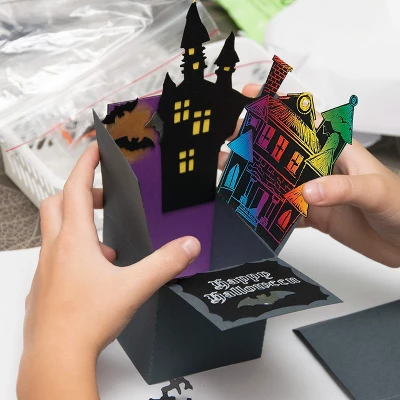 Neliblu Halloween Magic Scratch Crafts For Kids & Adults, 24 Haunted House Ornaments, 24 Sticks & 24 Ribbons 2 Neliblu Halloween Magic Scratch Crafts For Kids & Adults, 24 Haunted House Ornaments, 24 Sticks & 24 Ribbons - Image 2
