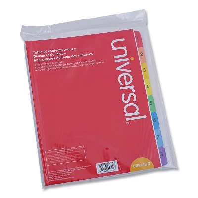 UNIVERSAL Table Of Contents Dividers Assorted Color 8-Tab 1-8 Letter White 6/PK 24802 4 UNIVERSAL Table Of Contents Dividers Assorted Color 8-Tab 1-8 Letter White 6/PK 24802 - Image 4